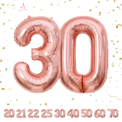 Abbildung von 30 Geburtstag Deko zahlen luftballon jahre Folienballon Roségold für 30. Geburtstagsdeko Männer Frauen Ballon Zahl zum fliegt mit Helium 30.Geburtstagsparty 40&quot; 101cm