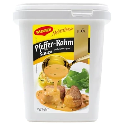 Abbildung von MAGGI Professional Pfeffer Rahm Sauce, keine kennzeichnungspflichtige Zusatzstoffe, Ergiebigkeit 6L, 1er Pack (750g GastroBox)