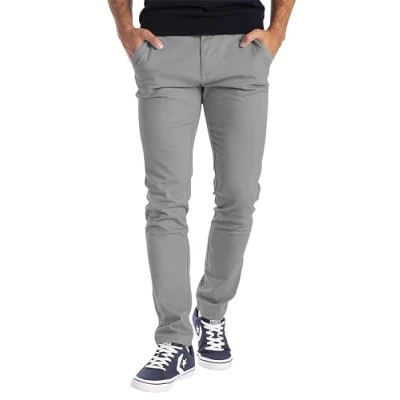 Abbildung von BlauerHafen Herren Designer Chino Hose Stretch Stoff Chinohose Slim Fit Casual Trousers (38W / 34L, Hellgrau)