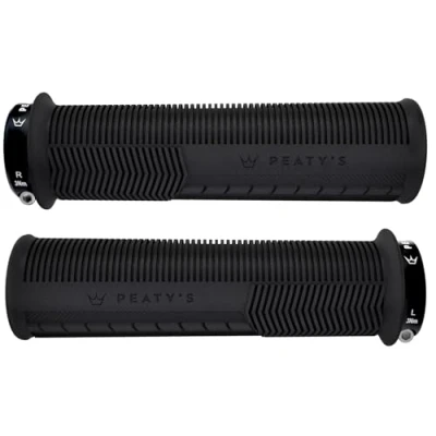 Abbildung von Peaty&#039;s Monarch Grips Schwarz/Rändel/Dünn Rennkontrolle, langlebig, ergonomische Fingerstangen, Komfort Daumenpolster, ganztägiges Reiten, Allwetter &amp; Gelände, MTB Enduro Downhill E Bike