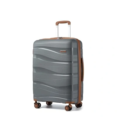 Abbildung von KONO Hartschalenkoffer Groß Leicht Koffer Trolley Reisekoffer mit 4 Rollen und TSA Schloss, 75x52x30cm, 105Liter, Zwillingsrollen Polypropylen Rollkoffer (Grau Braun, XL)