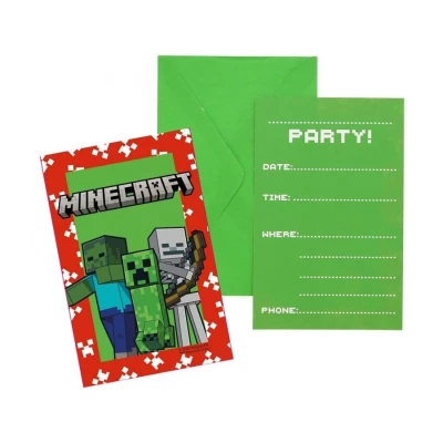 Abbildung von Minecraft Einladungen 6 Stück