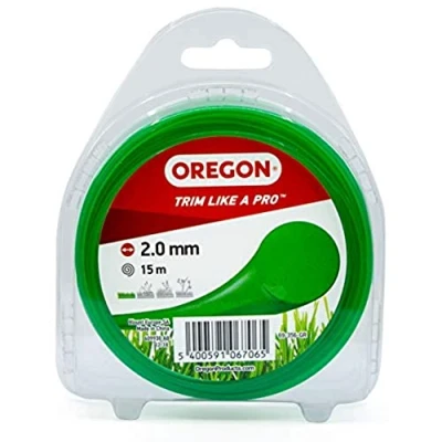 Abbildung von Oregon Trimmerfaden für Rasentrimmer, Ersatz Mähfaden 2mm Motorsensen &amp; Freischneider, Universal Freischneider Zubehör, Runder Allzweck x 15m Spule, Grün (69 356 GR)