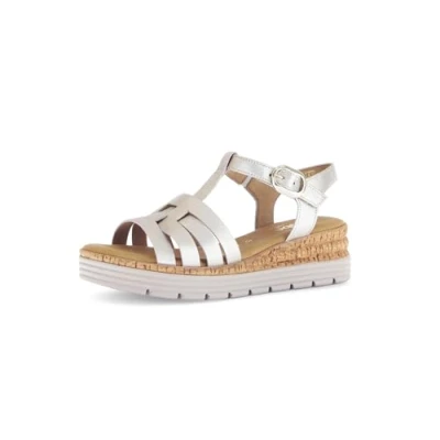 Abbildung von Gabor Damen Riemchensandalen, Frauen Sandalen,offene Schuhe,Strandschuhe,Sandaletten,Sommersandalen,bequem,flach,Puder (Gold),42 EU / 8 UK