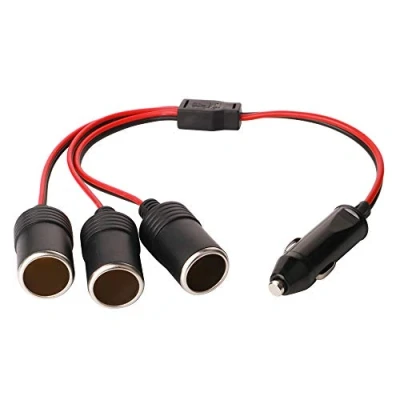 Abbildung von GTIWUNG Auto Motorrad Zigarettenanzünder Stecker Adapter DREI Wege Buchse Splitter, 1 bis 3 KFZ Anzeige LED 12V/24V