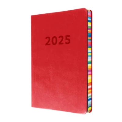 Abbildung von Collins Edge Rainbow Terminplaner 2025 A5 Wochenplaner Rot (ED153.U15 25) mit Soft Touch Cover und farbigen Seitenkanten
