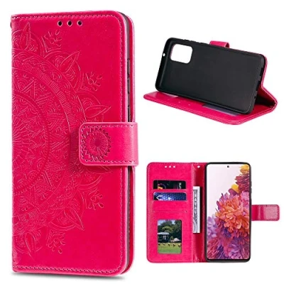 Abbildung von CoverKingz Klapphülle kompatibel mit Samsung Galaxy S20 FE [6,5 Zoll] Schutzhülle Kartenfach zum aufklappen Klapphandyhülle Case klappbar Motiv Mandala Pink