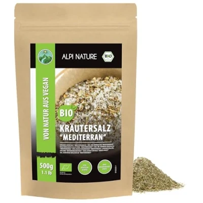 Abbildung von Bio Mediterranes Kräutersalz (500g), Gewürzmischung Salz Kräutermischung, 100% natürlich, Zutaten aus kbA, für Marinaden und Rub, ohne künstliche Zusätze