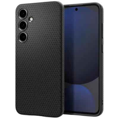 Abbildung von Samsung Galaxy S24 FE Hülle Silikon Spigen Backcover/Soft Case Handyhülle Schwarz Shockproof/Stoßfest