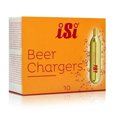 Abbildung von iSi Beercharger, Bierkapseln, 10 Stück, CO2 Kartuschen passend Für viele Wassersprudler, gängige Bierzapfanlagen, 16g Kohlensäurekapseln, Partykeller Zubehör, Kapseln