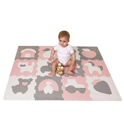 Abbildung von Hakuna Matte Spielmatte Puzzlematte für Babys 1,2x0,9m, 20% dickere Krabbelmatte,