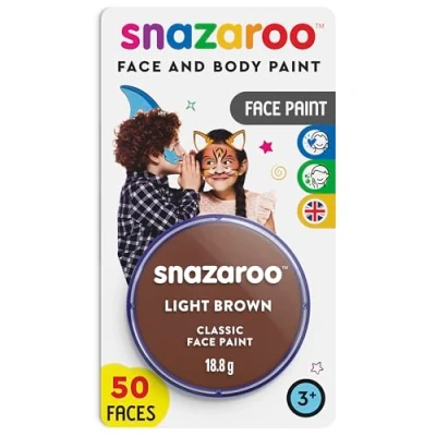 Abbildung von Snazaroo 1119988 Kinderschminke, hautfreundliche hypoallergene Gesichtschminke auf Wasserbasis, wasservermalbar, parabenfrei, 18ml Topf Hellbraun