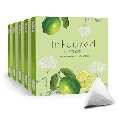 Abbildung von 720DGREE &quot;InFuuzed&quot; Geschmack Holunder Limette 100 Beutel mind. 50 Liter Kein Zuckerzusatz, Ohne Kalorien Natürlich lecker für Deine Trinkflasche: Die Getränke Alternative zu Eistee, Limonade