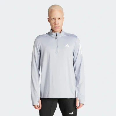 Abbildung von adidas Performance OWN THE Halfzip Langarmshirt, Herren, Größe: XXL, Halo silver