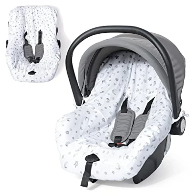 Abbildung von Orzbow Universal Bezug für Babyschale,Schutzbezug aus 100% Baumwolle,Perfekter Passform Babyschale (z.B. Maxi Cosi,CabrioFix,Pebble),Atmungsaktiv gegen Schwitzen, Maschinenwaschbar (Weiß)