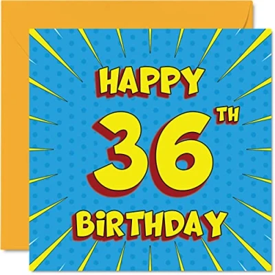 Abbildung von Lustige Geburtstagskarte zum 36. Geburtstag für Männer Frauen, Comic Buch, Karte Tochter, Schwester, Bruder, Vater, Mutter, Sohn, Cousine, Tante, Onkel, 145 mm x Grußkarten,