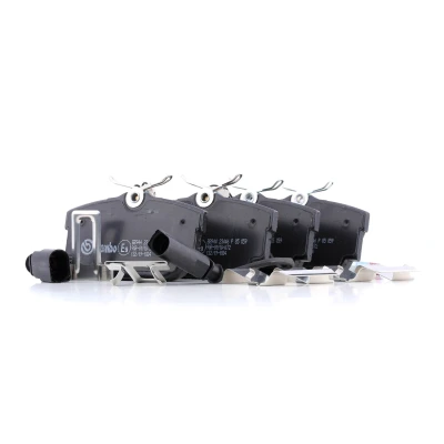 Abbildung von BREMBO P 85 059 Bremsbelagsatz inkl. Verschleißwarnkontakt mit Bremssattelschrauben Zubehör VOLKSWAGEN: TRANSPORTER 4 Bus