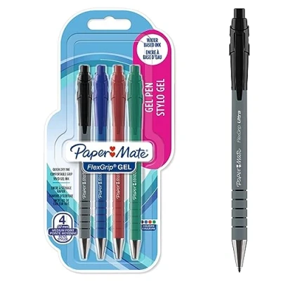 Abbildung von PAPER MATE FlexGrip Gelstifte 0,7 mm schwarze, blaue, rote &amp; grüne Tinte stifte set Schulsachen und bürobedarf 4 Stück