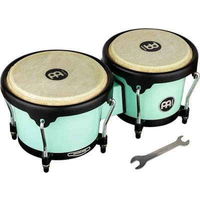 Abbildung von Meinl Percussion Bongos Journey Series 2 Handtrommeln mit 6,5 und 7,5 Zoll inkl. Stimmschlüssel ABS Kunststoff, Hellblau (HB50SF)