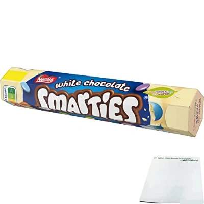 Abbildung von Smarties white chocolate Riesenrolle (1x120g Packung) + usy Block