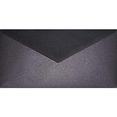 Abbildung von Netuno 100 Briefumschläge Perlmutt Schwarz DIN lang 110x 220 mm 120g Aster Metallic Black Cooper schwarze Brief Umschläge DL edel metallisch glänzende Kuverts für Einladungs Karten