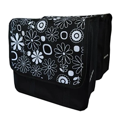 Abbildung von Aves 24 FAHRRADTASCHE Satteltasche Gepäckträgertasche Doppel Fahrrad 26&quot; 28&quot;, 13. Duo Blumen S/W