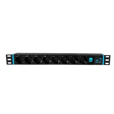 Abbildung von Infitronic INSV1004 19 Zoll 8 Fach Steckdosenleiste Stromverteiler 1 HE mit Schalter