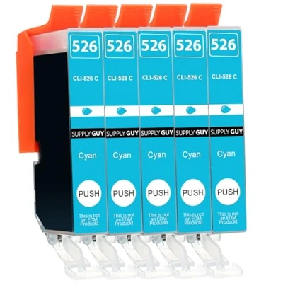 Abbildung von Supply Guy 5 Druckerpatronen mit Chip kompatibel Canon CLI 526 Cyan für IP4850 IP4950 IX6550 MG5150 MG5250 MG5340 MG5350 MG6150 MG6250 MG8150 MG8240 MG8250 MX715 MX885 MX895