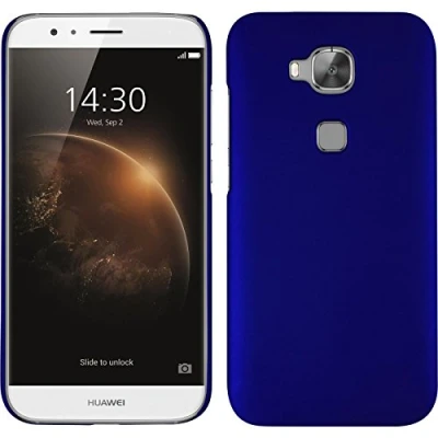 Abbildung von PhoneNatic case kompatibel mit Huawei G8 Hülle blau gummiert Hard + 2 Schutzfolien