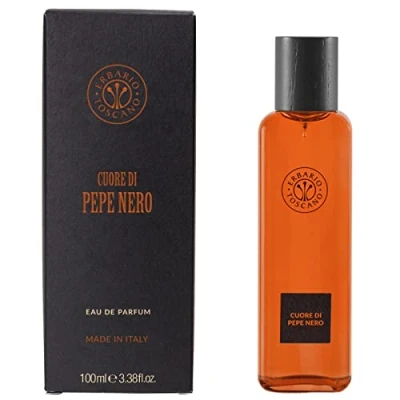 Abbildung von Erbario Toscano, Eau de Parfum, Herz Duft, schwarzer Pfeffer, 100 ml, hergestellt aus Tuscany, nachhaltige Verpackung, in Italien.