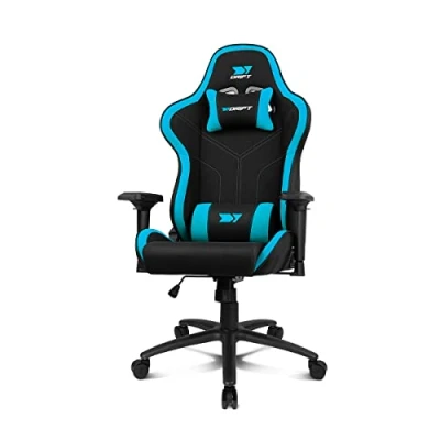 Abbildung von DRIFT Gaming Chair DR110 DR110BL Chair, hochdichter Stoff, 4D Armlehnen, geräuscharme Rollen, Klasse 4 Kolben, Neigung, Nacken /Lendenwirbelkissen, schwarz/blau