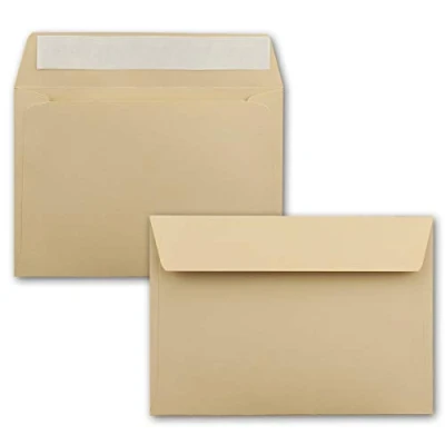 Abbildung von 200x Briefumschläge Karamell Braun DIN C6 Format 11,4 x 16,2 cm Haftklebung Kuverts ohne Fenster Weihnachten, Grußkarten &amp; Einladungen Für A6 A4 Papier
