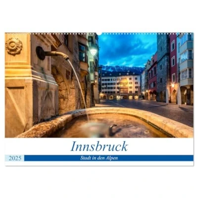 Abbildung von Innsbruck Stadt in den Alpen (Wandkalender 2025 DIN A2 quer), CALVENDO Monatskalender