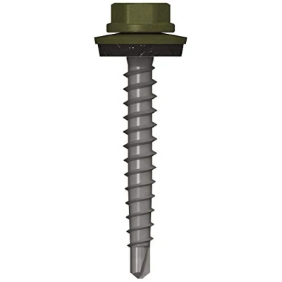 Abbildung von Bohrschraube mit 14mm scheibe 4,8x60 RAL 6003 Olivgrün 100 stück
