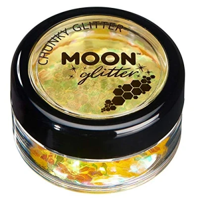 Abbildung von Schillernder grober Glitzer von Moon Glitter 100% kosmetische für Gesicht, Körper, Nägel, Haare und Lippen 3g Gelb