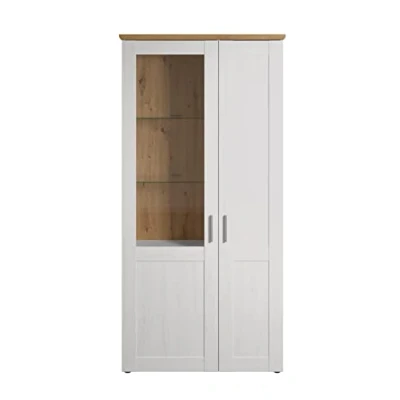 Abbildung von trendteam Vitrine Vitrinenschrank Hochschrank Beistellschrank Schrank Weiß 95x195x38cm