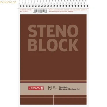 Abbildung von Baier &amp; Schneider Brunnen 1055761 Stenoblock / Spiralblock Notizblock (A5, liniert mit roter Mittellinie, 40 Blatt, 60g/m²)