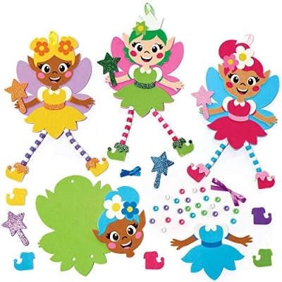 Abbildung von Baker Ross FC720 Moosgummi Feen Bastelset mit Perlen 5er Pack, Set für Kinder zum Basteln und Dekorieren, Ideal Kindergeburtstag