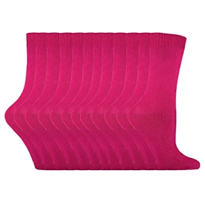 Abbildung von 12er Pack Damen Baumwolle Bunt Socken Sock Snob Dünn Bequem Crew Uni Farbig für (37 42, Tiefes Fuchsia)