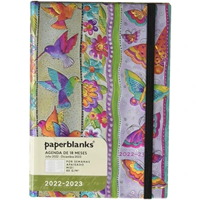 Abbildung von Paperblanks Kalender für 18 Monate, 2022 2023, Schmetterlinge und Kolibri, Querformat, Midi (130 x 180 mm)