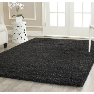 Abbildung von SAFAVIEH Zottelig Teppich für Wohnzimmer, Esszimmer, Schlafzimmer California Shag Collection, Hoher Flor, Schwarz, 122 X 183 cm