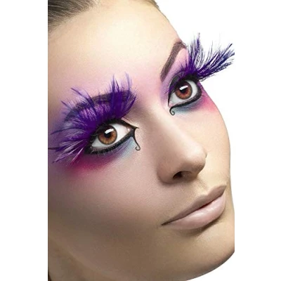 Abbildung von Miya Fantastische Wimpern mit super weich blaue Feder, handgefertigte Künstliche Wimpern, falschen Feder anziehende Deko für Party, Fasching, Maskerade, Bühne, Halloween, (pink)