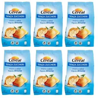 Abbildung von 3x Céréal Mini Cake al Gusto Limone Süßer Snack Zitronenkuchen Kuchen ohne Zucker 196g Beutel