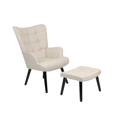Abbildung von HELA Loungesessel PAROS (Set, 2 St., Sessel mit Hocker), Hocker,Loungesessel,4 Fuß Massiv,Webstoff,Armlehnen