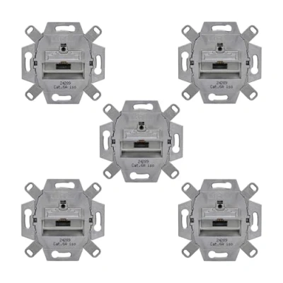 Abbildung von 5 x Rutenbeck UAE Cat. 6A iso Universal Anschlussdose/Datendose LAN 136104030, 1 fach RJ45, 10 Gbit/s, Unterputz, geschirmt