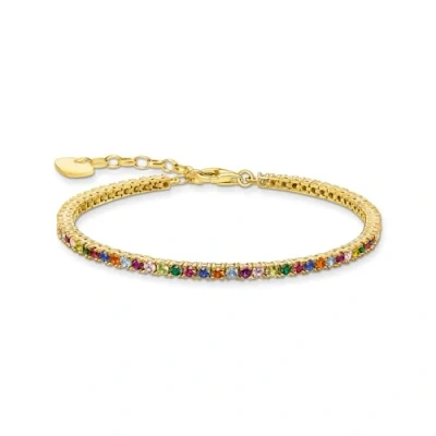 Abbildung von Thomas Sabo Damen Tennisarmband mit bunten Steinen vergoldet, 925er Sterlingsilber 750er Gelbgold Vergoldung, Steinen, Länge: 16 19 cm, A2021 996 7 L19V