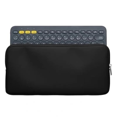 Abbildung von kwmobile Bluetooth Tastatur Cover kompatibel mit Logitech K380 Hülle Nylon Schutzhülle für Keyboard Tasche Zipper Schwarz