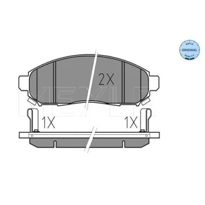 Abbildung von MEYLE 025 242 2716/W Bremsbelagsatz ORIGINAL Quality Vorderachse mit akustischer Verschleißwarnung Anti Quietsch Blech NISSAN: NP300 Navara Pickup