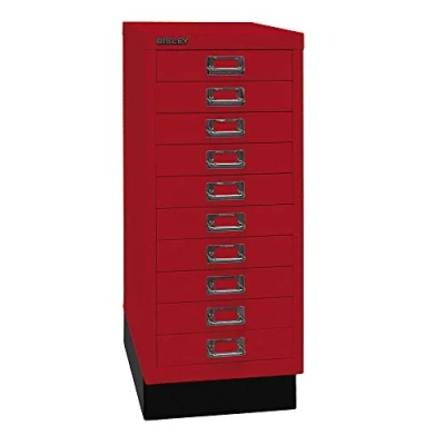 Abbildung von BISLEY MultiDrawer, 29er Serie mit Sockel, DIN A4, 10 Schubladen, Metall, 670 Kardinalrot, 38 x 27.9 67 cm