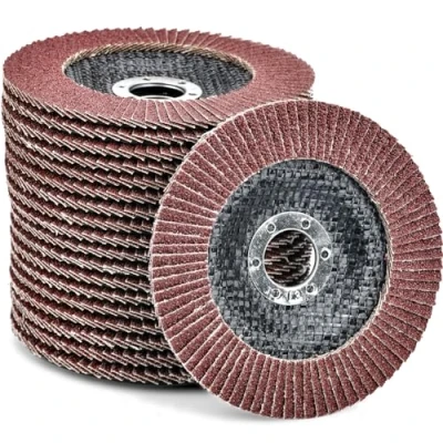 Abbildung von HATANSE 10 Stück Fächerscheiben Ø 125mm x 22 mm Korn 40 Schleifscheiben Schleifmopteller Lamellenscheiben für Winkelschleifer Poliermaschine Rotes